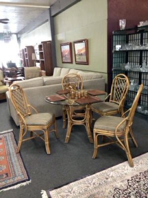 American Rattan Table & 4 Chairs Dining Sets